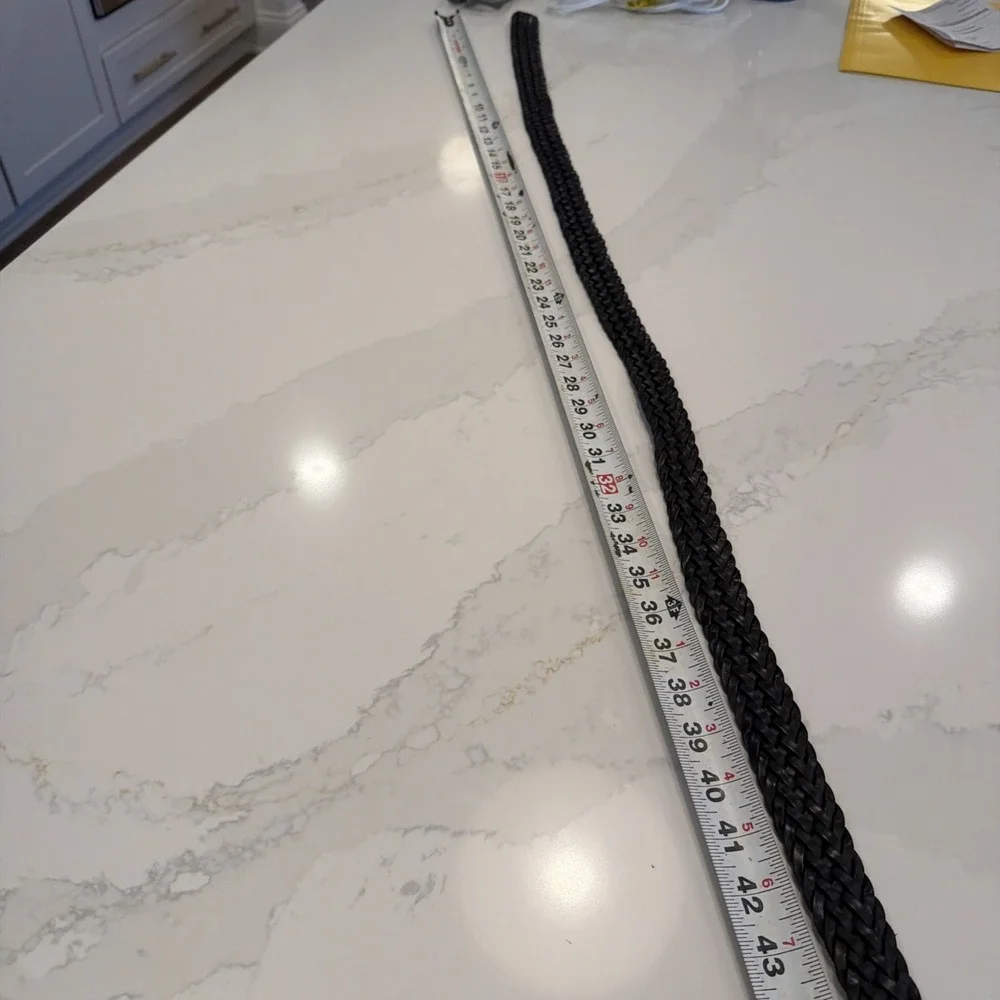 Abercrombie & Fitch Braided Belt Mens 48 Black Excellent Leather Woven Buckle